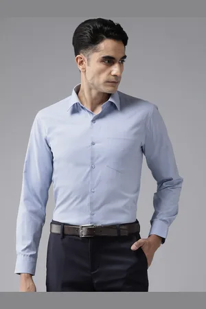 English Navy Men Standard Slim Fit Opaque Formal Shirt