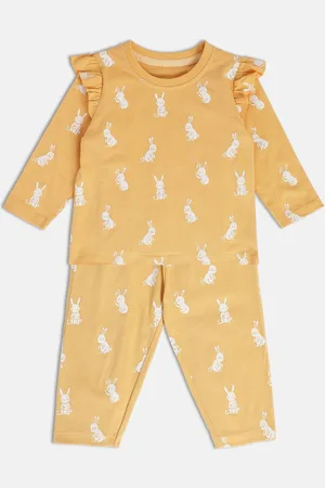 MINI KLUB Girls Printed Pure Cotton Top with Trousers