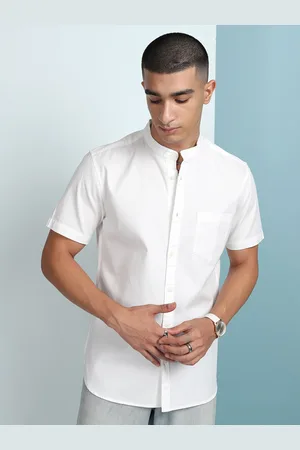 Ketch Men Mandarin Collar Half Sleeve Solid Casual Shirt