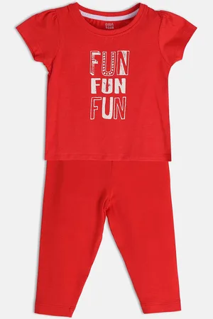MINI KLUB Girls Printed Pure Cotton T-shirt with Trousers