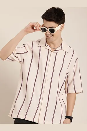 HERE&NOW Knitted Striped Relaxed Fit Casual Shirt