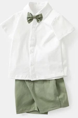 Stylecast White Boys Pure Cotton Shirt Collar Slip-On Shirt With Short