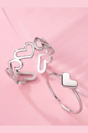 Jewels Galaxy Set Of 2 Silver-Plated Finger Rings