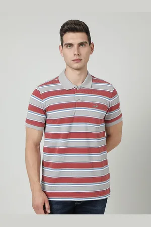Crocodile Striped Polo Collar Cotton Knitted Slim Fit T-shirt