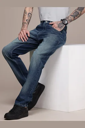 WROGN Men Pure Cotton Relaxed Fit Heavy Fade Jeans
