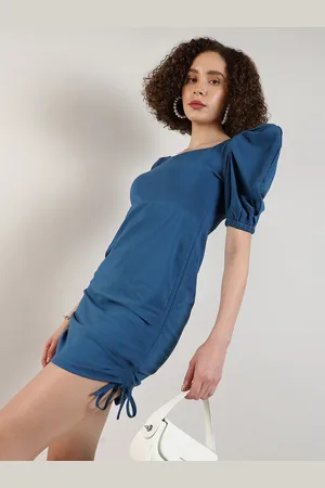 Campus Puff Sleeve Cotton Sheath Dress