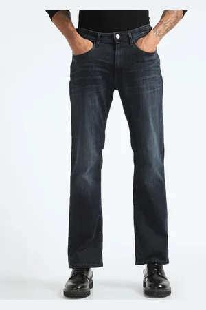 Flying Machine Men Bootcut Mid Rise Clean Look Light Fade Stretchable Jeans