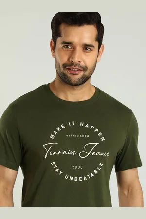 Indian Terrain Men Typography Printed Round Neck Cotton T-shirt