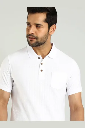 Indian Terrain Men Self Designed Polo Collar Pocket T-shirt