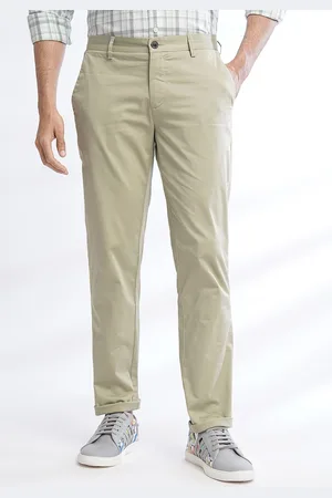 JADE BLUE Men Slim Fit Cotton Trousers
