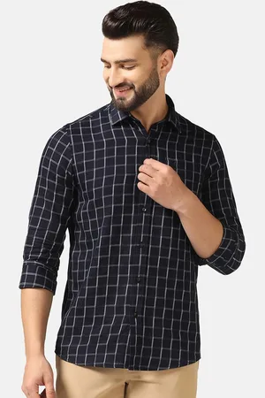 Blackberrys Straight Slim Fit Checked Cotton Casual Shirt