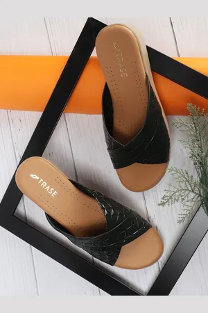 TRASE Textured Open Toe Wedge Heels