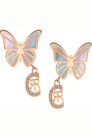 Cerruti 1881 Stainless Steel Butterfly Drop Earrings