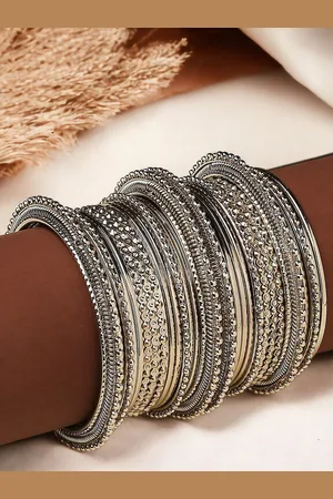 Sangria Set Of 26 Oxidised Bangles
