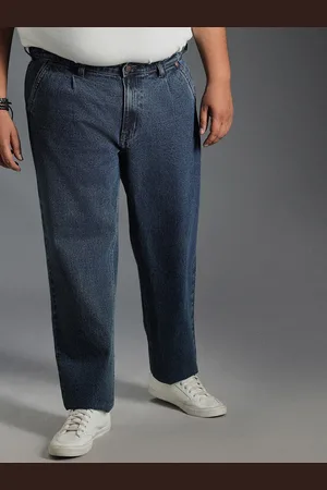High Star Plus Size Men Mid-Rise Relaxed Fit Light Fade Pure Cotton Jeans