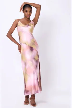 COVER STORY Women Tie and Dye Printed Cowl Neck Maxi Dress