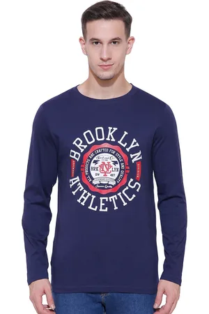 DYCA Men Navy Blue Typography Cotton Printed T-shirt