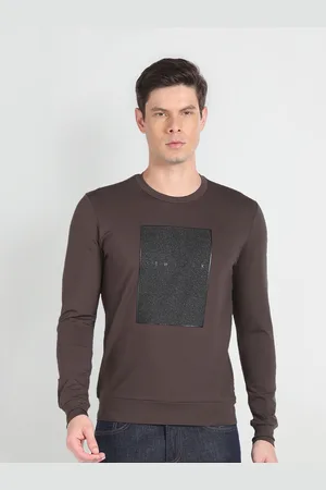 Arrow Typography Printed Cotton Pullover Sweatshirt