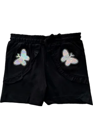 BAESD Girls Conversational Printed Mid-Rise Cotton Shorts