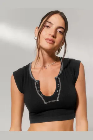 JC Mode Women Cap Sleeves Fitted Crop Top