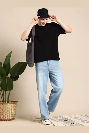 Mast & Harbour Men Wide Leg Light Fade Stretchable Jeans