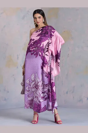 Liva Floral Print Kimono Sleeve Liva Kaftan Longline Top