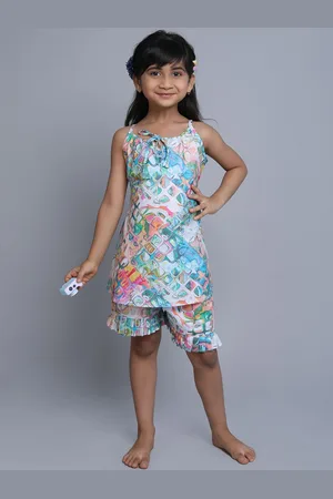 BAESD Girls Printed Cotton Top With Shorts Clothing Set