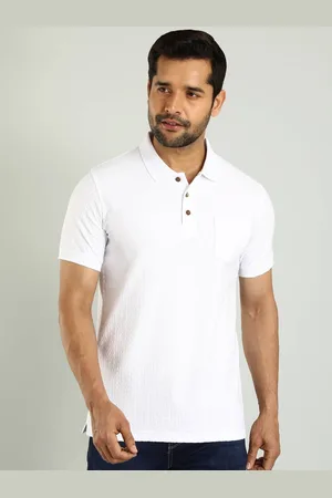 Indian Terrain Men Self Design Polo Collar Pockets T-shirt