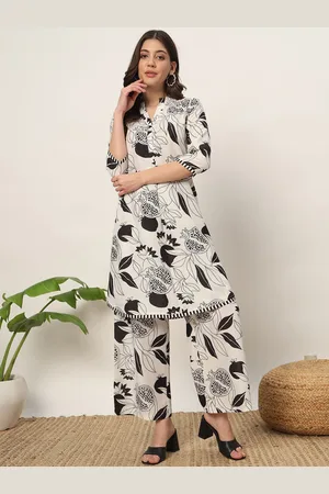FIORRA Floral Printed Mandarin Collar A-Line Kurta with Palazzos