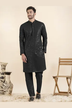 TheEthnic.Co Ethnic Motifs Embroidered Regular Sequinned Straight Kurta with Trousers