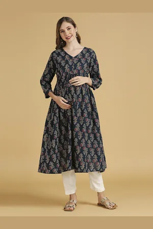 MomToBe Floral Printed Maternity A-Line Kurta