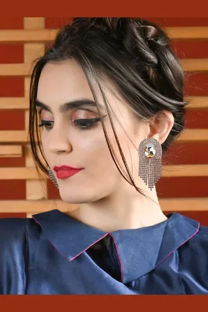 Alberre Odette Gold-Plated Stone-Studded Drop Earrings