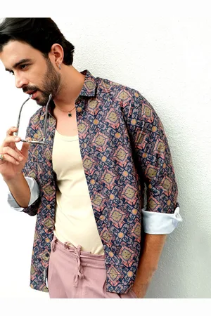 Campus Classic Printed Spread Collar Long Sleeves Casual Shirt