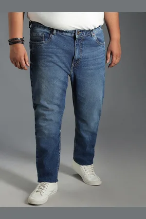 High Star Plus Size Men Mid-Rise Tapered Fit Heavy Fade Pure Cotton Jeans