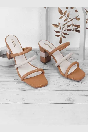 Metro Textured Block Open Toe Heels