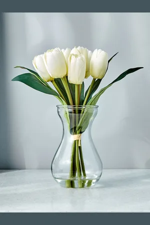 Home Centre Gloria Creation Artificial Tulips With Glass Pot