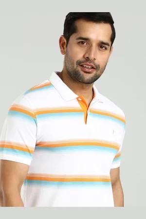 Indian Terrain Men Varsity Striped Polo Collar Cotton T-shirt