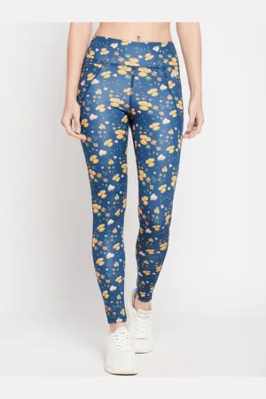 Clovia Floral Print Slim-Fit Ankle-Length Gym Tights