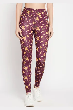 Clovia Floral Print Slim-Fit Ankle-Length Gym Tights