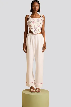 Muvazo Floral Printed Shoulder Straps Tie-Ups Corset Top