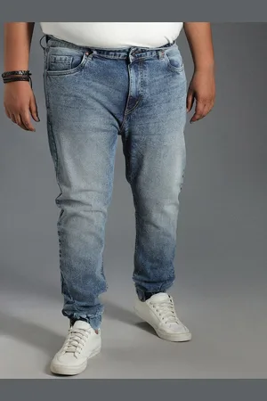 High Star Plus Size Men Tapered Jogger Fit Heavy Fade Pure Cotton Jeans