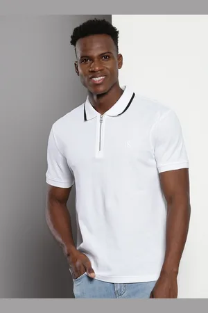 Calvin Klein Brand Logo Printed Organic Cotton Polo Collar Casual T-shirt