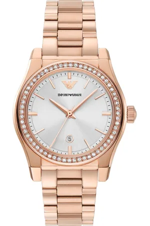 Emporio Armani Women Embellished Dial & Stainless Steel Straps Analogue Watch AR11558