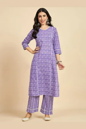 Azira Ethnic Motifs Printed V-Neck Regular Pure Cotton Straight Kurta With Palazzos