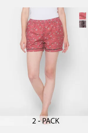 FashionRack Women Pack of 2 High-Rise Floral Printed Lounge Shorts