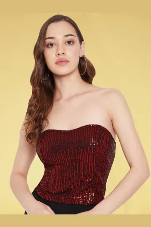 Martini Embellished Strapless Sequined Detailed Party Tube Top