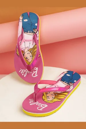 Kidsville Girls Barbie Printed Thong Flip Flops