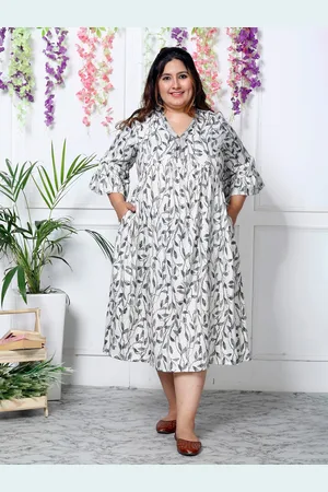 Kalini Floral Printed Flared Shirt Collar A-Line Midi Dress