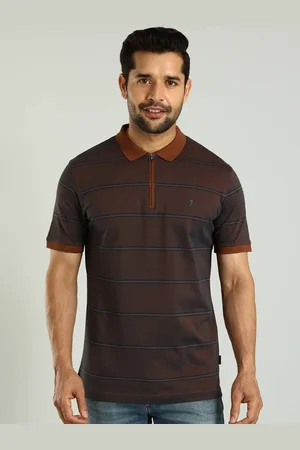 Indian Terrain Men Striped Polo Collar Cotton T-shirt