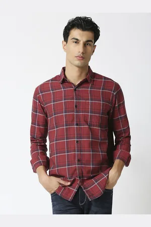 HJ HASASI Men Relaxed Windowpane Checks Opaque Casual Shirt